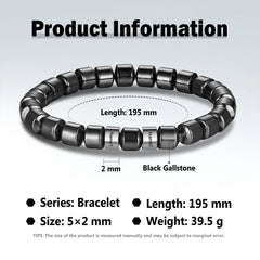 Personalisiertes Magnetarmband mit Schwarzen Perlen – Gravur von 1–8 Namen – Einzigartiges Geschenk für Männer
