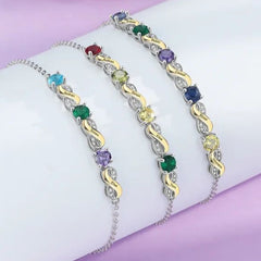 Personalisiertes Infinity Armband mit Geburtssteinen & Namen – Symbol der ewigen Liebe für Mama, Partnerin oder Freundin