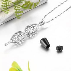 Personalisierter Edelstahl-Gedenkschmuck – Herzförmiger, hohler Anhänger mit Blumenmuster, Wassertropfenform, Kante gravierbar