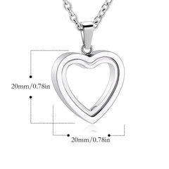 Personalisierter Hochglanz-Edelstahl-Gedenkschmuck – Herz Urne Anhänger aus beidseitigem, gehärtetem Glas