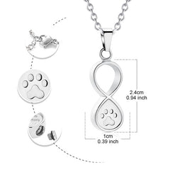 Personalisierter Edelstahl-Haustier-Gedenkschmuck – Unendlichkeits-Herz-Anhänger mit Pfotenabdruck, Rückseite gravierbar