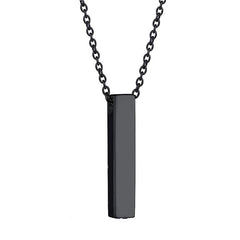 Personalisierte Edelstahl-Urnenkette – Glatter, quadratischer Säulenanhänger, beidseitig gravierbar