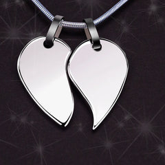 Personalisierte Herz-Partnerketten Zweiteilige Puzzlekette für Paare – Wolfram Ketten, Gravur mit Bild & Namen