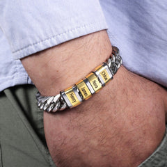 Herren Grobes Edelstahlarmband mit Gravur (1–8 Namen) – Personalisiertes Geschenk für Männer