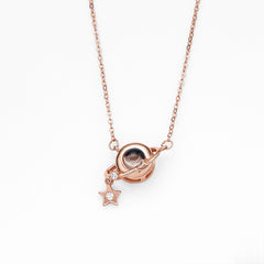 925 Silber Personalisierte Kette mit Foto im Stein - Planeten Anhänger mit Bild, Geschenk für Sie und Weihnachten