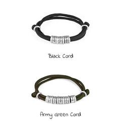 Personalisiertes Geflochtenes Armband mit Namensperlen – Bis zu 7 Gravuren, Familienarmband Geschenk für Papa, Opa & Großvater