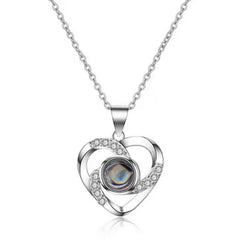 Personalisierte Halskette mit Foto Drin im Stein - Rotierendes Herz Anhanger mit bild