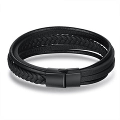 Personalisierte Multitour Geflochtenes Leder Armband mit Gravur - Perfektes Geschenk für Männer