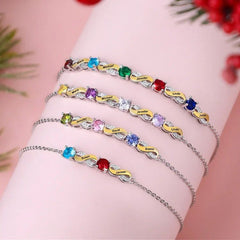 Personalisiertes Infinity Armband mit Geburtssteinen & Namen – Symbol der ewigen Liebe für Mama, Partnerin oder Freundin