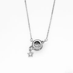 925 Silber Personalisierte Kette mit Foto im Stein - Planeten Anhänger mit Bild, Geschenk für Sie und Weihnachten