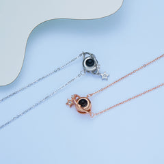 925 Silber Personalisierte Kette mit Foto im Stein - Planeten Anhänger mit Bild, Geschenk für Sie und Weihnachten