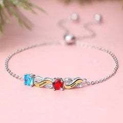 Personalisiertes Infinity Armband mit Geburtssteinen & Namen – Symbol der ewigen Liebe für Mama, Partnerin oder Freundin