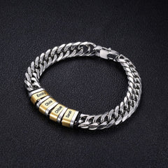 Herren Grobes Edelstahlarmband mit Gravur (1–8 Namen) – Personalisiertes Geschenk für Männer