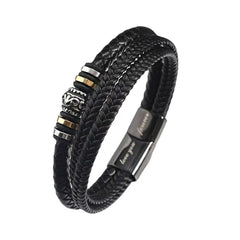 Personalisierte Multitour Geflochtenes Wikinger Leder Armband mit Gravur – Geschenk für Sohn & Enkel mit Grußkarte