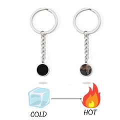 Personalisierte Schwarzer Runden Magische Foto Schlüsselanhänger mit verstecktem Bild & Gravur - Kreative Geschenke nde Lieben