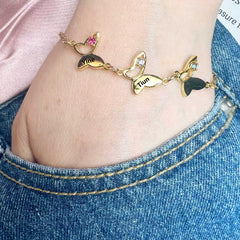 Personalisiertes Schmetterlings Armband mit Geburtssteinen & Namen – Einzigartiges Geschenk für sie