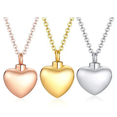 Personalisierte Edelstahl-Gedenkkette – Glatter Herzanhänger, beidseitig gravierbar