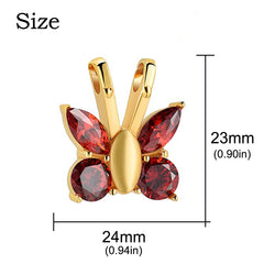 Personalisierter Edelstahl-Gedenkschmuck – Schmetterlingsanhänger mit farbigen Edelsteinen, Vorderseite gravierbar