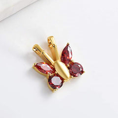 Personalisierter Edelstahl-Gedenkschmuck – Schmetterlingsanhänger mit farbigen Edelsteinen, Vorderseite gravierbar