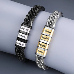 Herren Grobes Edelstahlarmband mit Gravur (1–8 Namen) – Personalisiertes Geschenk für Männer
