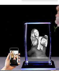 Personalisierter 3D Kristall mit Foto - 24-Eckiger Glasblock mit Lasergravur und LED-Sockel für besondere Erinnerungen