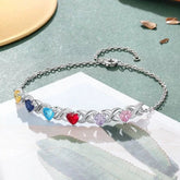 Personalisiertes Infinity Loop Herz Geburtsstein Armband mit eingraviertem Namen – Perfektes Geschenk für Mama, Oma & Team