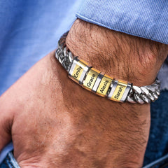 Herren Grobes Edelstahlarmband mit Gravur (1–8 Namen) – Personalisiertes Geschenk für Männer