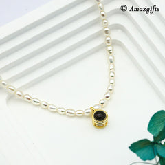 Personalisierte Perlenkette mit Foto-Projektion – Runder Anhänger in 925 Silber, Handgefertigter Elegantes Geschenk für Sie