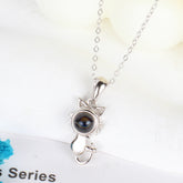 925 Silber Personalisierte Katzenanhänger Kette mit Bild – Elegantes Fotogeschenk für Damen, die Katzen lieben