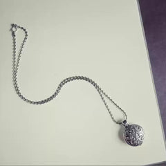 Personalisierte 925 Silber Vintage Muster Rund Foto Medaillon Kette - Gedenkschmuck Geschenk für Frauen und Männer