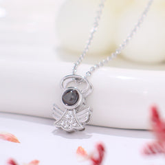 Personalisierte Foto Projektion Kette - Engel mit Heiligenschein Anhänger