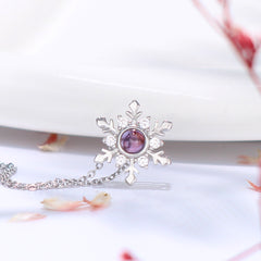 Personalisierte Kette mit Bild im Stein - Schneeflocke Anhänger mit Foto