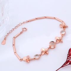 925 Silber Armband Bilder – Kleeblatt Zirkonia mit Bild Projektion,Foto Geschenk für Sie