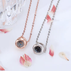 925 Silber Kette mit Bild drin - Personalisierte Projektion Rund