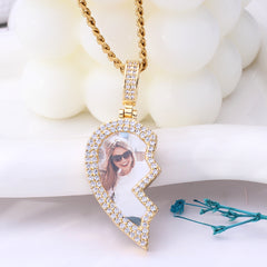 Personalisierte Magnetischer Herz Anhänger, geteilt in zwei Hälften – Foto Kette für Paare Besties