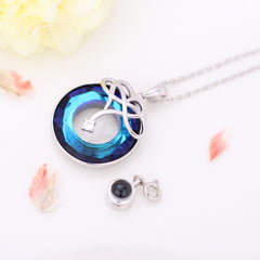 925 Silber Kette mit Bild im Stein - Unendlichkeits herz Kristall Anhänger, Personalisierte Erinnerungs Geschenke