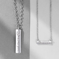 925 Silber Halskette mit Eingraviertem Text - Bar Anhänger