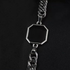 Personalisierte Dicke Stahlkette Schwarzer Quadratischer Armband mit Thermoaktive Foto - Gravur Geschenk für Männer
