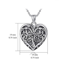 Personalisierte 925 Silber Medaillon Kette mit Foto & Wort -öffnbarer Herz Anhänger mit Lebensbaum,Perfektes Geschenk für Freundin Ehefrau Mutter