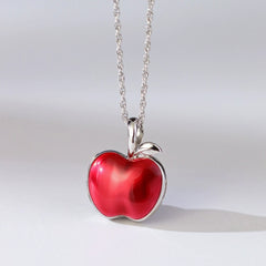 925 Silber Medaillon Kette mit Foto - Roter Apfel Anhänger – Personalisiertes Weihnachts Geschenk für Familie Freunde