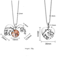 Bärchen Umarmung Puzzle Herz Foto Medaillon Halskette – Aufklappbar mit Personalisierbarem Foto,Einzigartiges Erinnerungs Schmuck Geschenk