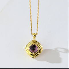 925 Silber Personalisierte Foto Medaillon Kette mit Bilder &Text – Vintage Quadratischer Anhänger mit Natürlichem Amethyst,Geschenk für Frauen
