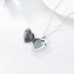 Personalisierte 925 Silber Medaillon Kette mit Foto & Wort -öffnbarer Herz Anhänger mit Lebensbaum,Perfektes Geschenk für Freundin Ehefrau Mutter