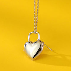 925 Silber Medaillon Herz Schloss Schlüssel Halskette mit Fotos &Text – Kettenstil und -länge Wählen,Personalisiertes Geschenk für Frauen