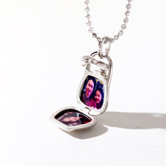 Personalisierte 925 Silber  Foto Medaillon Kette – 3D Handtaschen Anhänger mit Zirkonia, Modische Kreative Geschenke für Sie