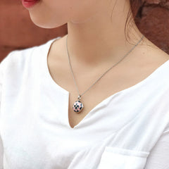 925 Silber Runde Foto Medaillon Kette – Bunter Emaille Kleeblatt Personalisiertes Foto & Text,Jubiläums Geschenk für Sie