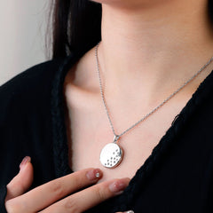 Personalisierte Runde Foto Medaillon Kette mit 13 Edelsteine - Bild & Nachricht