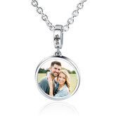 Personalisierte 925 Silber Kette mit Bild – Rund Foto Anhänger,Perfektes Erinnerung Geschenk für Mann Frau