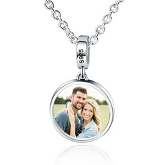 Personalisierte 925 Silber Kette mit Bild – Rund Foto Anhänger,Perfektes Erinnerung Geschenk für Mann Frau