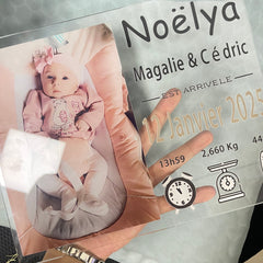 Personalisierter LED-Bilderrahmen mit Foto und Gravur – Individuelles Neugeborenen-Geschenk mit Name, Geburtszeit, Gewicht und Größe